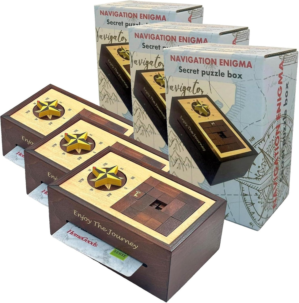 Winshare Navigation Enigma wooden secret puzzle box for money and gift cards - view 2