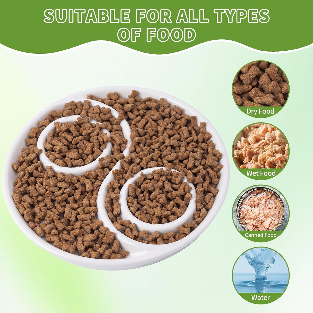 Ceramic Cat Slow Feeder,Shallow and Wide Opening Dish for Whisker Friendly – Essentials for Cats - Tai Chi Maze - image 4