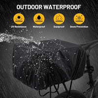 Heavy Duty Rear Bike Basket for Adults, Bicycle Cargo Basket with Removable Liner, Waterproof Cover & Cargo Net, Universal Fit for E-Bike, Mountain Bike, Dog Carrier