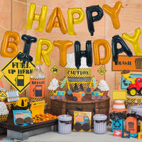 TONIFUL 16 Inch Black Happy Birthday Balloons Banner Decorations - Gold Orange Black - image 4