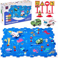 hahaland Dinosaur Puzzle Racer Car Track Set for 3+ Year Old Boys