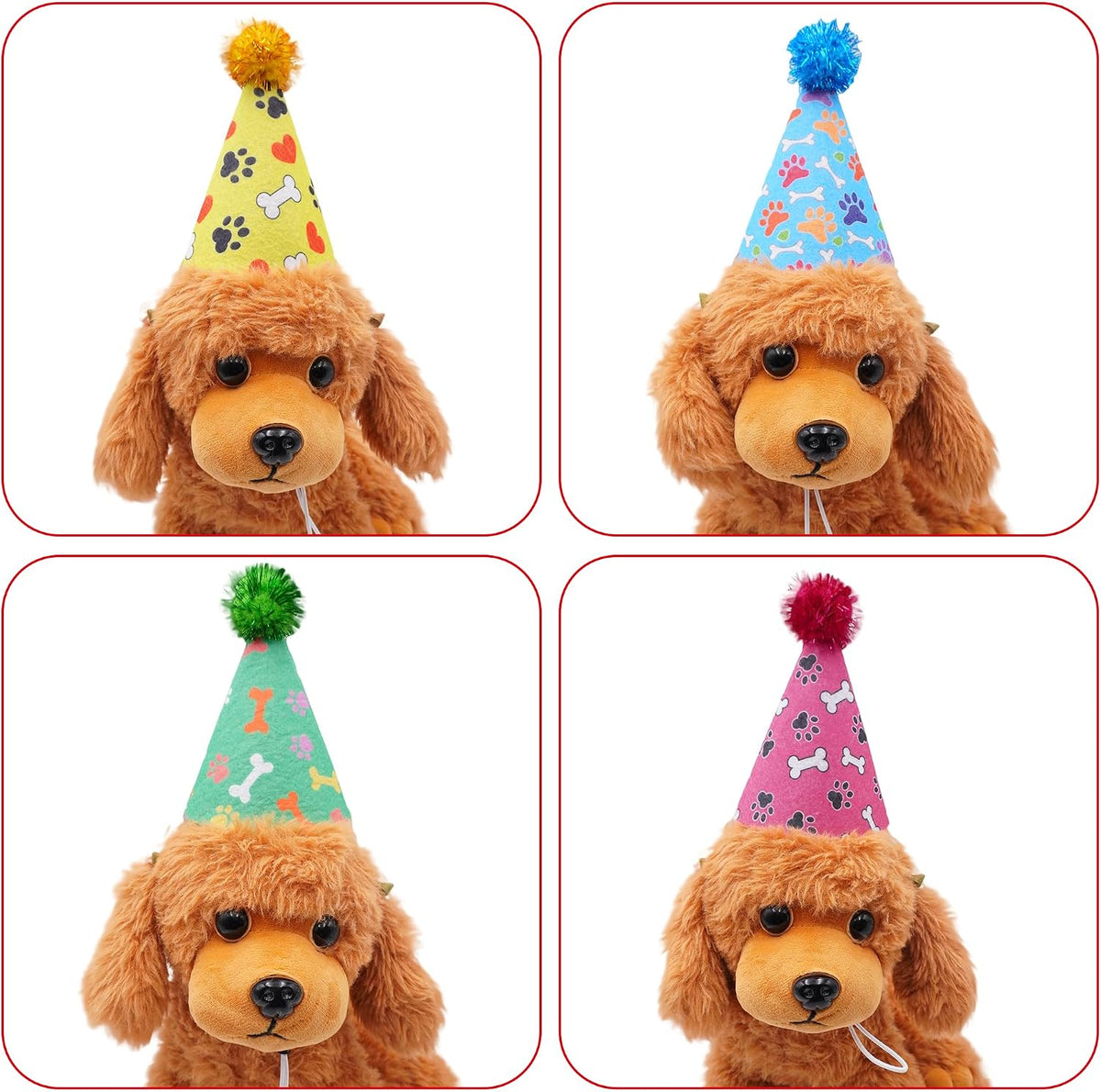6PCS Dog Birthday Party Hats Felt for Small Medium Dogs Paw Bone – Essentials for Dogs - Party Hat / Small/Medium - image 4