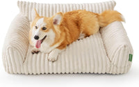 Cute Couch Bed for Pets, Supportive Cat Sofa for Indoor Cats - 36.0"L x 27.0"W x 10.0"Th / Cream