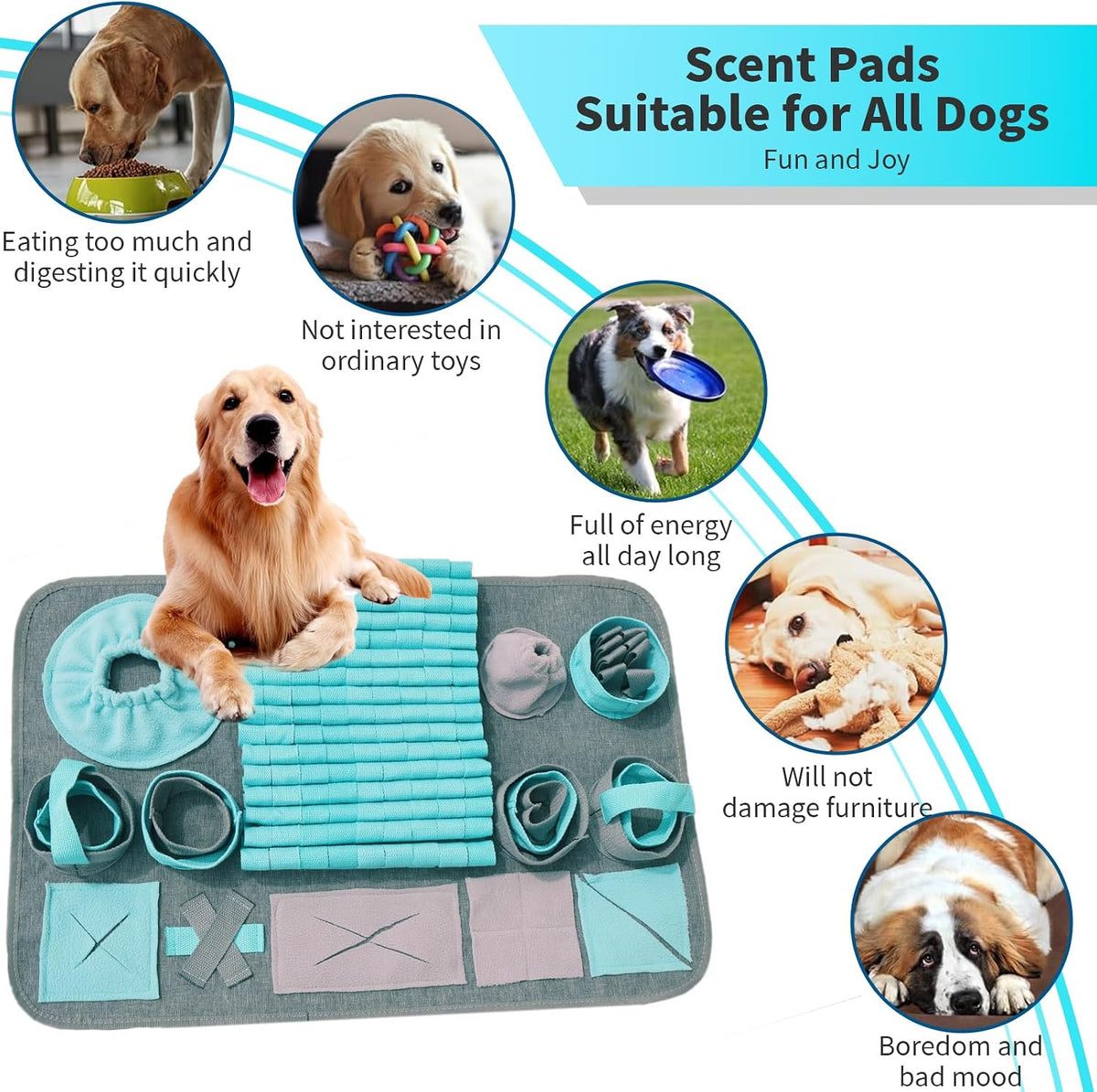 Snuffle mat for Dogs Iteractive Dog Puzzle Toy Used for Training - blue - image 4