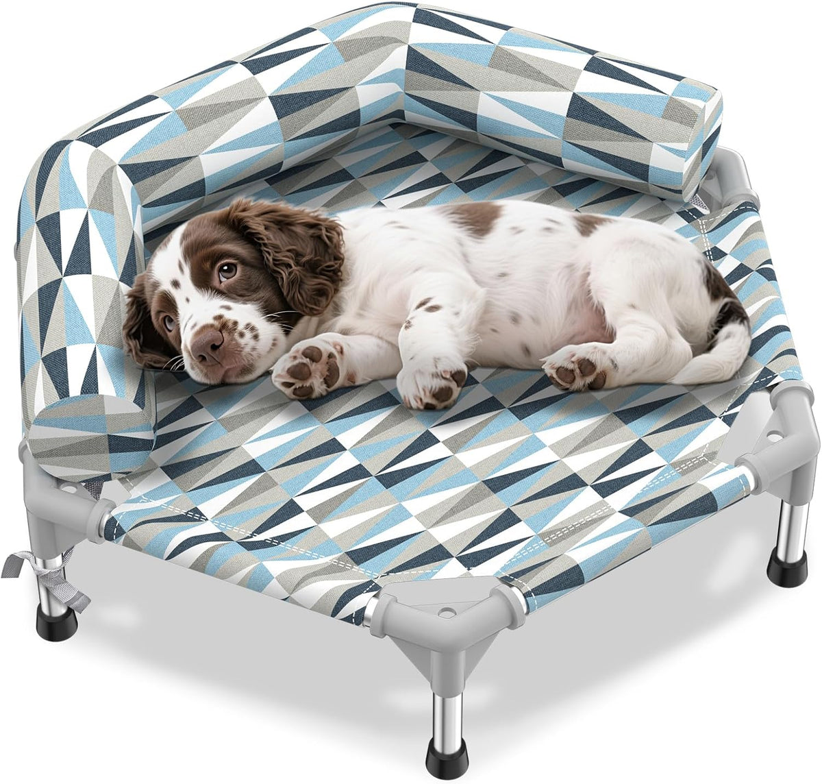 Elevated Dog Bed with Bolster - 6 side Bolster / Small