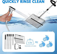 15inch Large Chicken Poop Scooper, 2 Slot Widths (0.16"&0.28"), 39" to 76" Adjustable Stainless Steel Handle, Sifting Litter Shovel for Chicken Coop/Stables/Farm Cleaning(with Effortless Grip)