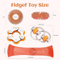 8Pcs Sensory Fidget Toys with Fidget Spinner - Orange - image 2