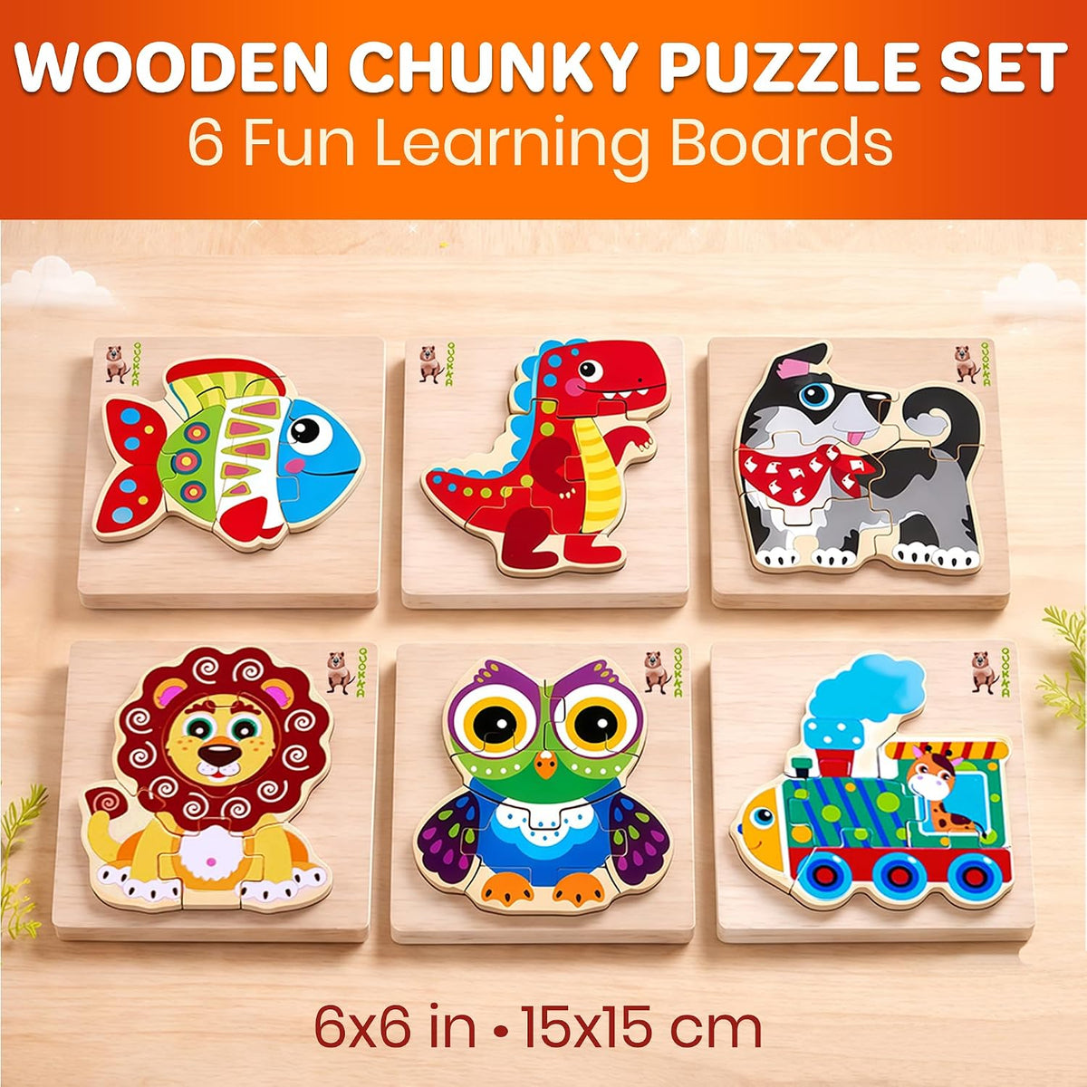 8 Wooden Puzzles for Toddlers 1-3 - Mosaic 6 - image 2