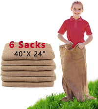 6 Pack Burlap Potato Sack Race Bags - Set of 6