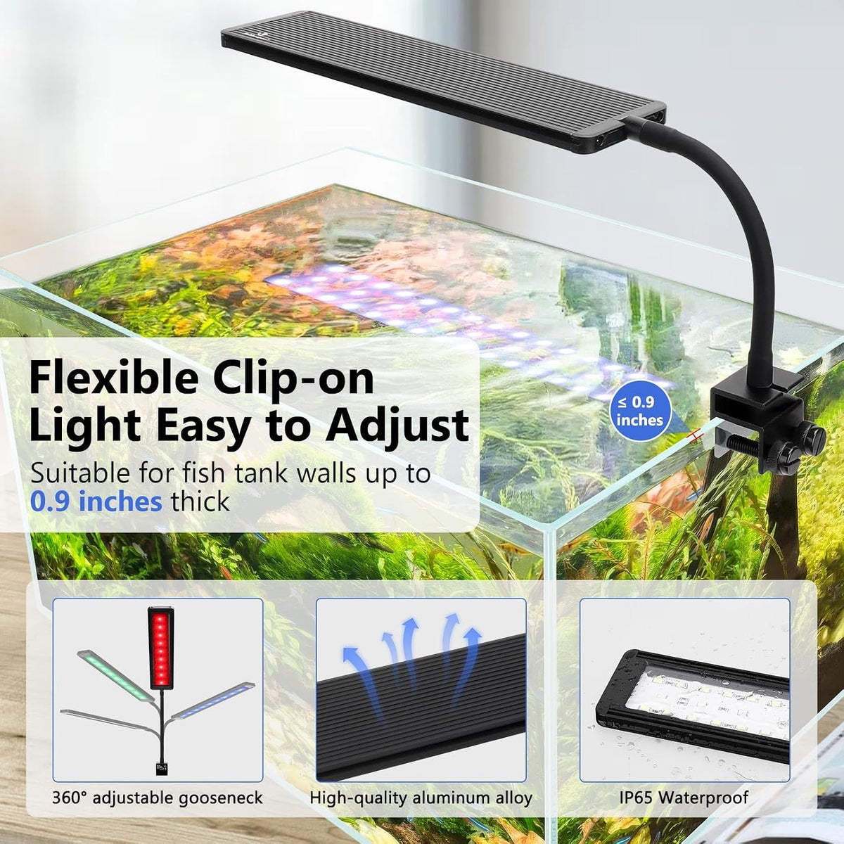 fishkeeper Clip On Aquarium Light - For 15.74-22.83 inch Fish Tank - image 3