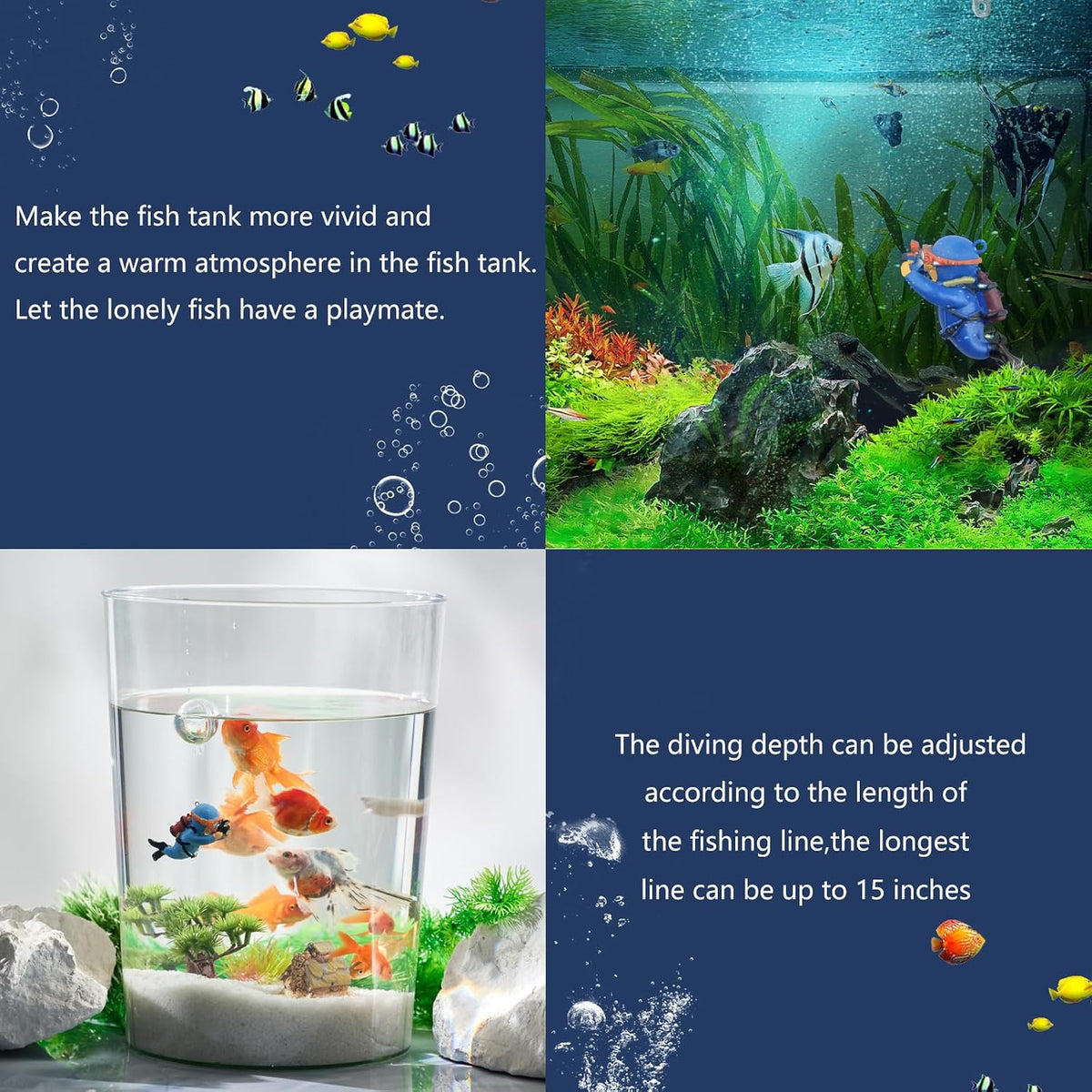 onesimcr Floating Fish Tank Decorations, Aquarium Decorations - Blue - image 4