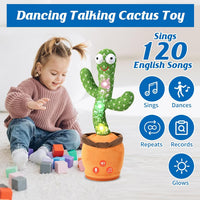 TWORIVER Adjustable Volume Dancing Talking Cactus Toy for Baby - Rechargeable-Green - image 3