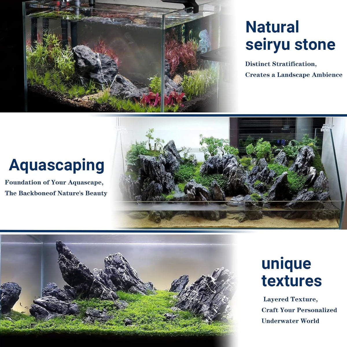 Aquarium Rocks Seiryu Stones Natural Hardscape Stone for Aquariums - Seiryu Stone / 20Lb (2-8 inch) - image 2