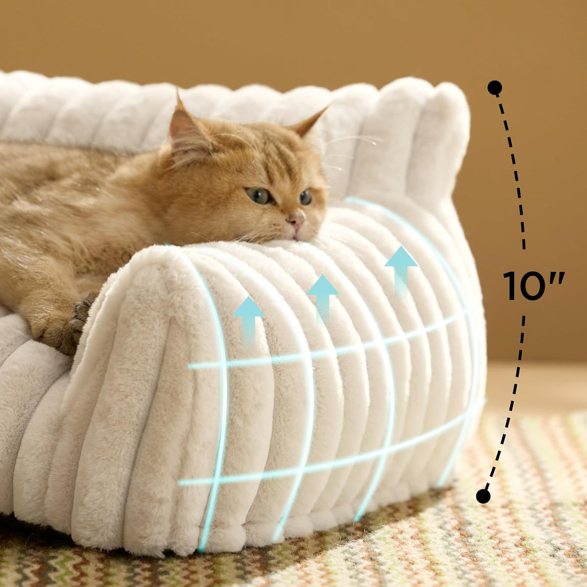 Bedsure ComfyFleece Shown on TV Fluffy Cute Cat Couch for Pets - 24x18x10" (Pack of 2) / Cream - image 2
