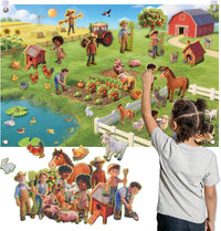 CHEFAN farm animals felt story board set with barn, tractor, cows, sheep and pond pieces - view 2