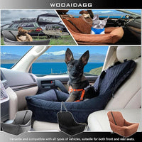 Dog Car Seat for Small Dogs Up to 25 lbs,Covered Ultra-Soft Fabric and Fill in Memory Foam,Fully Detachable and Washable,2 Clip-On Safety Leashes and Storage Pockets(Black)