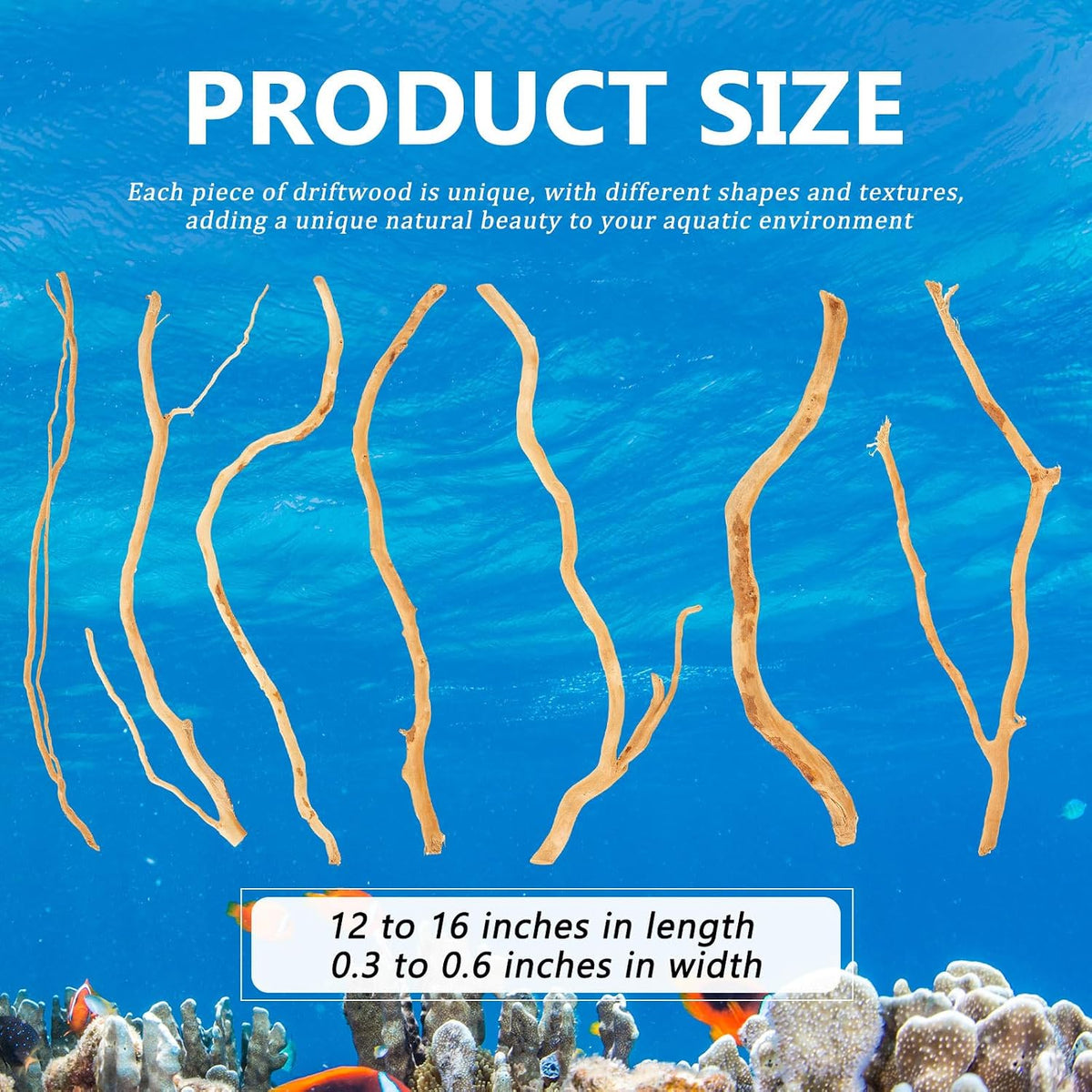 0.33lb Natural Driftwood 12-16 Inch for Aquarium Terrarium – Essentials for Fish - 0.77 Pounds - image 2