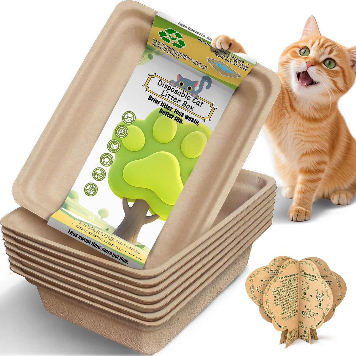 Disposable Litter Box for Cats Large: 2/4/6/8-Pack 17.5X 13.5in - 8 Packs