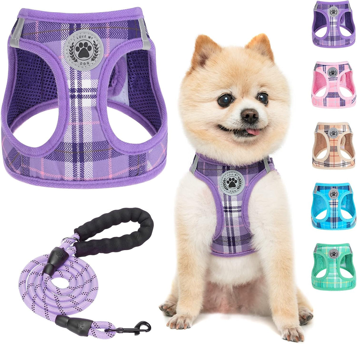 Small Dog Harness and Leash Set, No Pull Puppy Pet Vest, S - Small(Chest Girth 14.5" - 16") / Purple