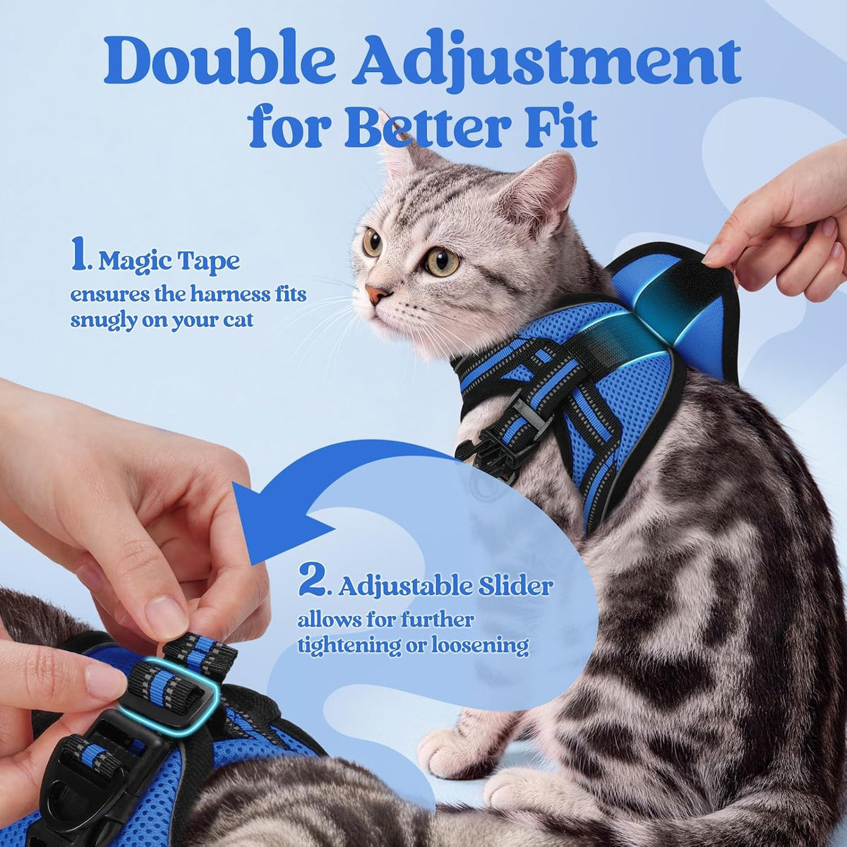 rabbitgoo Cat Harness and Leash Set, Step-in Soft Vest - XL / Blue - image 2