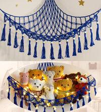 Stuffed Animal Toy Storage Hammock with LED Light - Navy Blue / L (39.5"*39.5"*48")