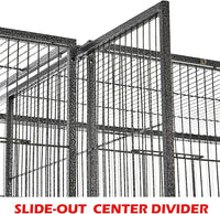 Large Double Center Divider Birdhouse Treehouse Bird Flight Parrot Breeder Cage Feeder Doors Side Breeding Nest Doors Easy Clean Pull Out Tray with Removable Rolling Stand