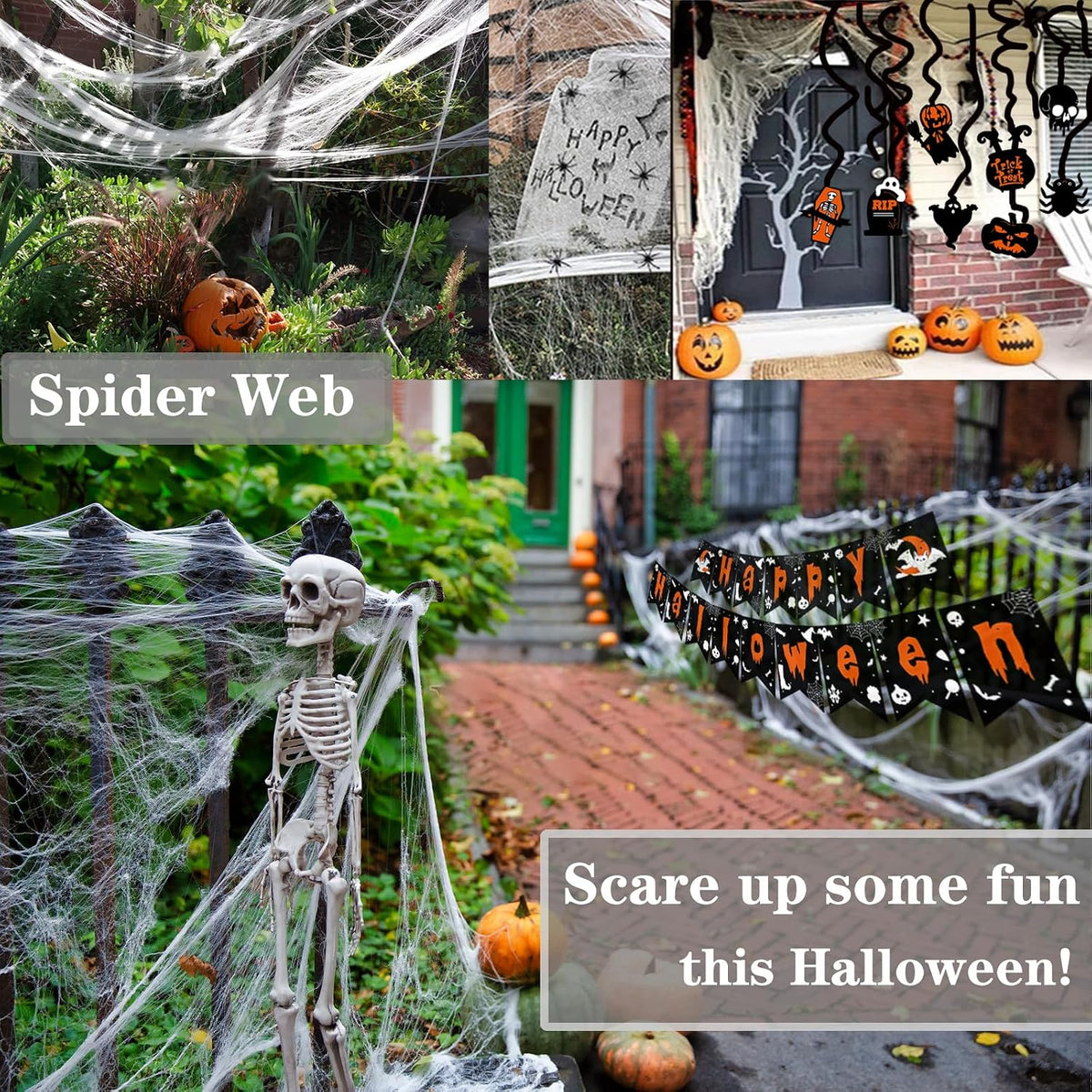 Gusgrop Halloween decorations set with Happy Halloween and Trick or Treat banners and bat garlands - view 6