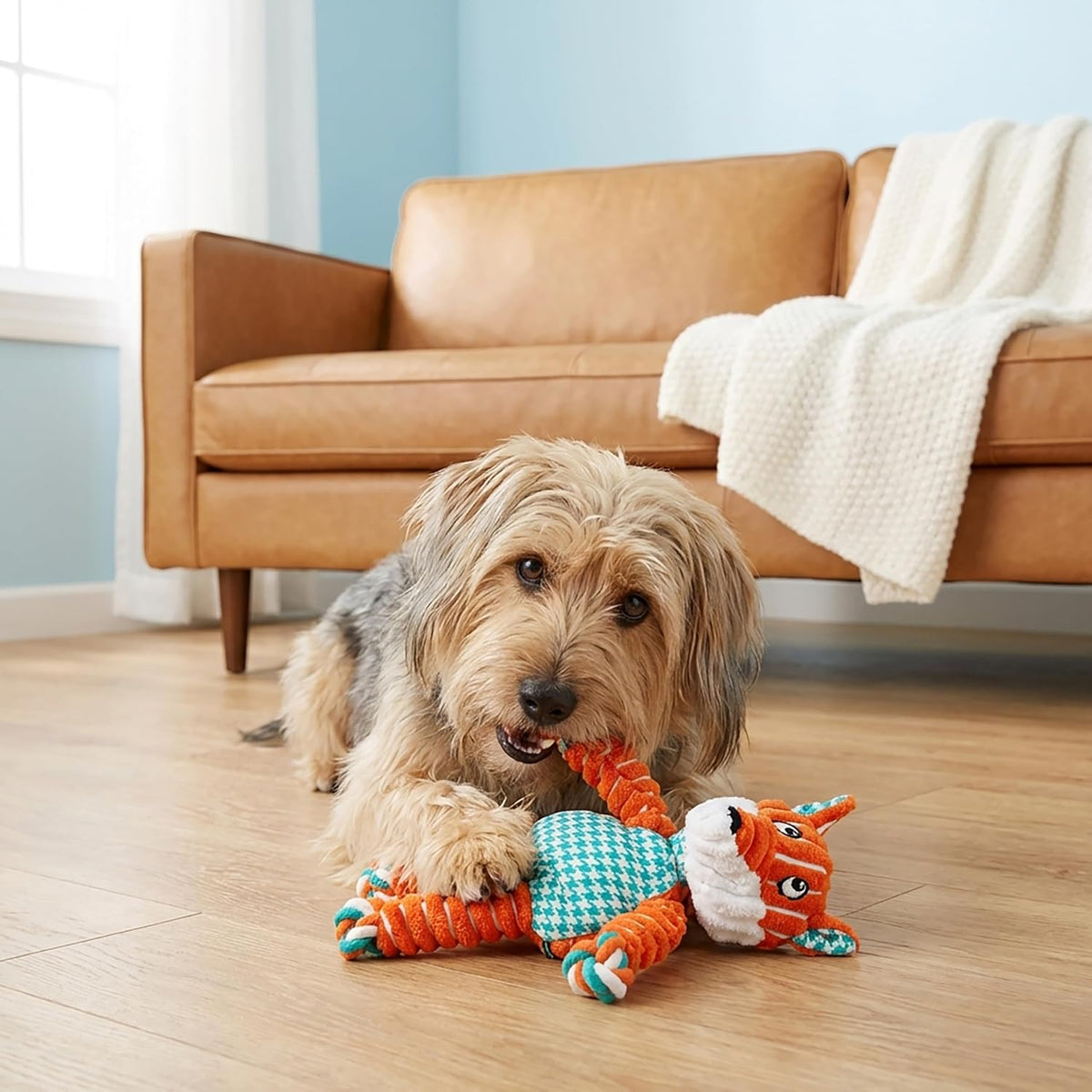 KONG Floppy Knots Rope and Plush Dog Toy - Fox / Medium/Large - image 2