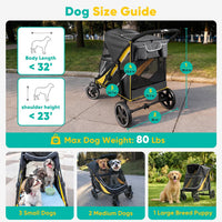 Petbobi Dog Stroller for Large Medium Dogs up to 80 lbs - Black&Yellow - image 2