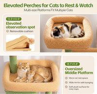 Globlazer Extra Tall Cat Tree Tower for Indoor Cats, F76 - Cactus / 54 inch - image 2