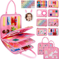 JHkim Busy Board Montessori Toys for Boys Girls Gifts - Pink