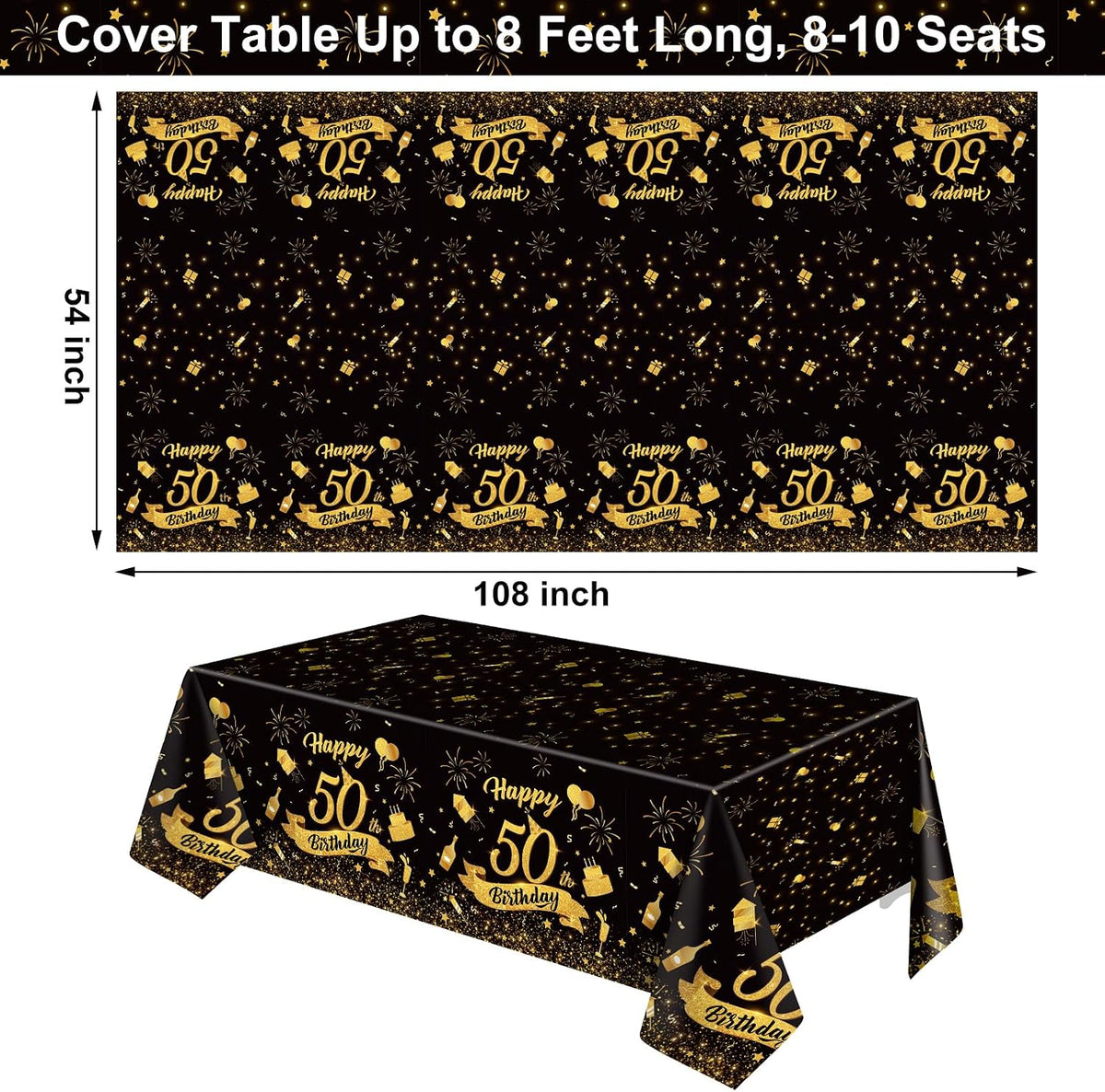 3 Pack Plastic Birthday Tablecloth - 50th Birthday - image 2