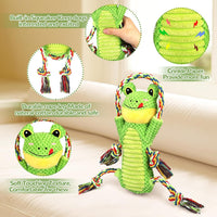 Letsmeet Plush Dog Toy with Crinkle Paper and Ropes - Green - image 2