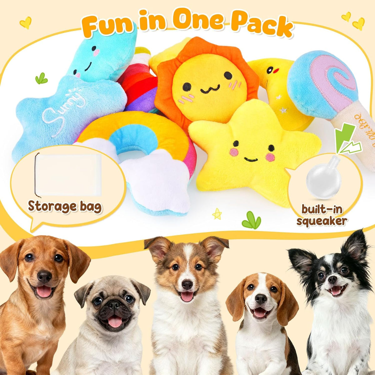 KIPRITII 9-Pack Squeaky Dog Toys for Small Dogs & Puppies - image 2
