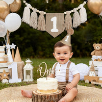 DCJHFJ First Birthday Decorations for Boy Highchair Banner One - Brown Banner - image 4