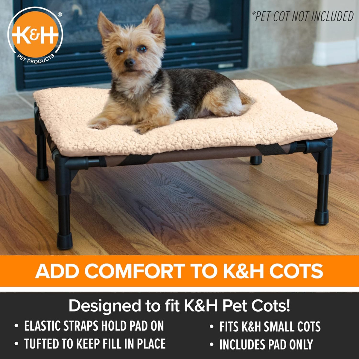 K&H Elevated Dog Bed Pet Cot Pad, X-Large 50x32 Tan – Essentials for Dogs - Small (17 in x 22 in) - image 3