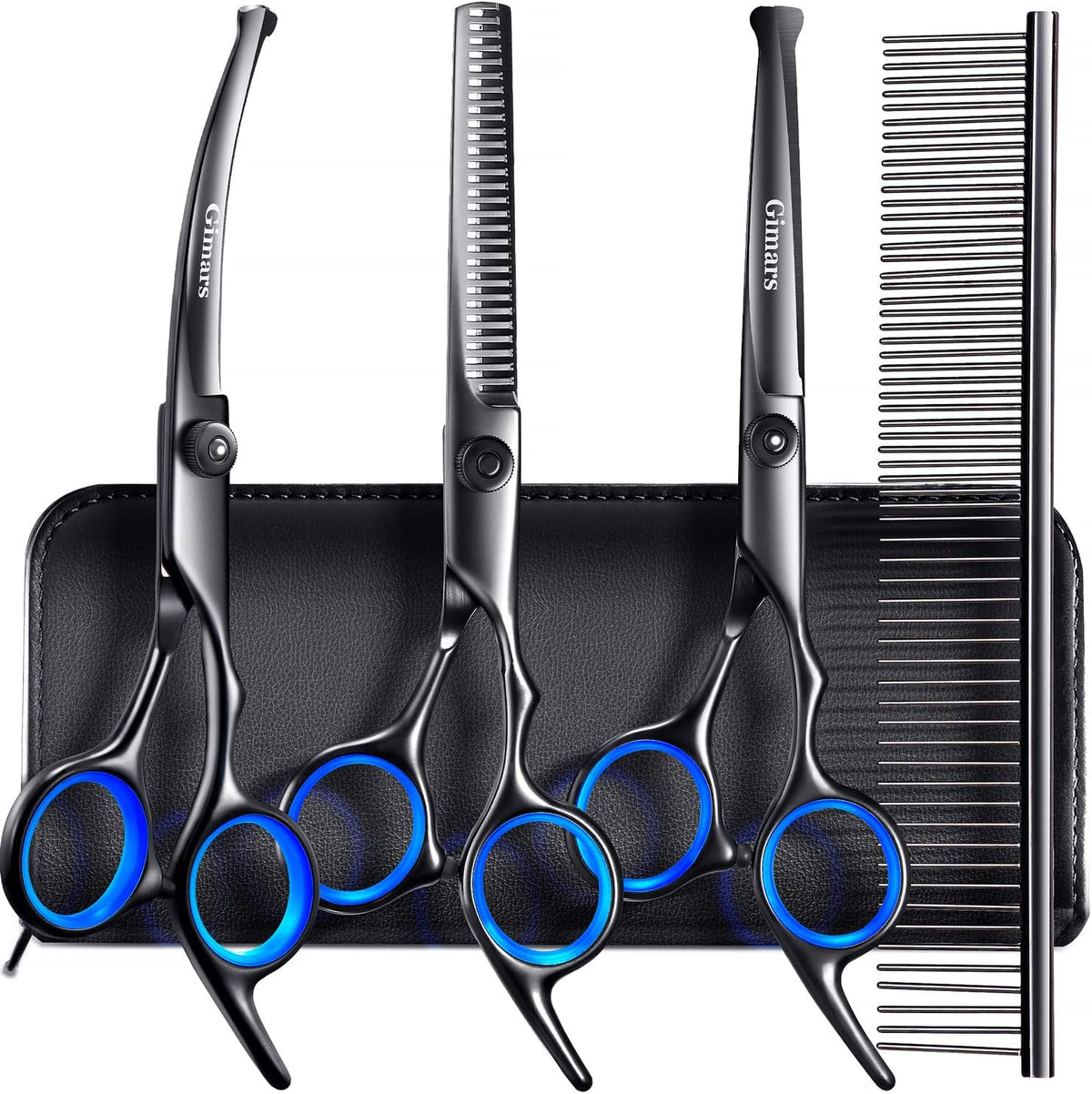 Gimars Titanium Coated Professional 6 in 1 4CR Stainless Steel Dog - Professional Black 5 in 1