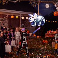 Aoriher Halloween skull piñata with bat stick, blindfold and square confetti - view 23