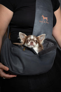 Noah & Paw Dog Sling Carrier for Small Dogs 5-18lb - Charcoal (Leather) / 15.0"L x 6.0"W x 5.5"H - image 3