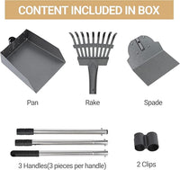 Heeyoo Dog Pooper Scooper, Dog Poop Tray and Rake Set, Pet Waste Removal Scoop with Long Adjustable Sectional Stainless Handles
