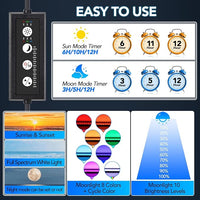 hygger Sun Moon LED Aquarium Light, Full Spectrum Fish Tank Light Day-Night Dual Timer, Adjustable 6 Timer 10 Brightness 8 Colors for Planted Freshwater Tank