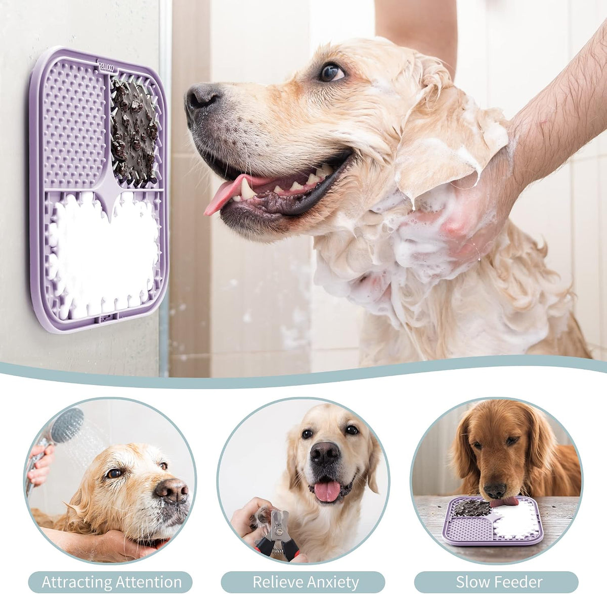 Coomazy Lick Mat for Dogs Cat Slow Feeder Lick Mat with Suction Cups - BLUE+PURPLE - image 4