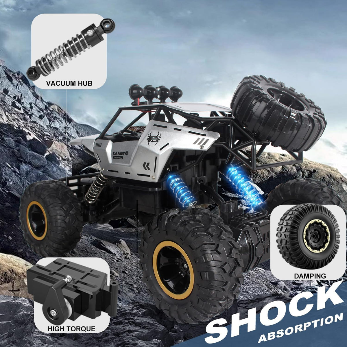 Jiakora RC Cars Remote Control Car 1:12 Off Road Truck - 4 Wheels Silver - image 3