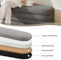 Storage Ottoman Bench 49.2 Inch Upholstered Fabric Storage Bench for Bedroom End of Bed Aesthetic Large Oval Ottoman for Living Room(Grey)