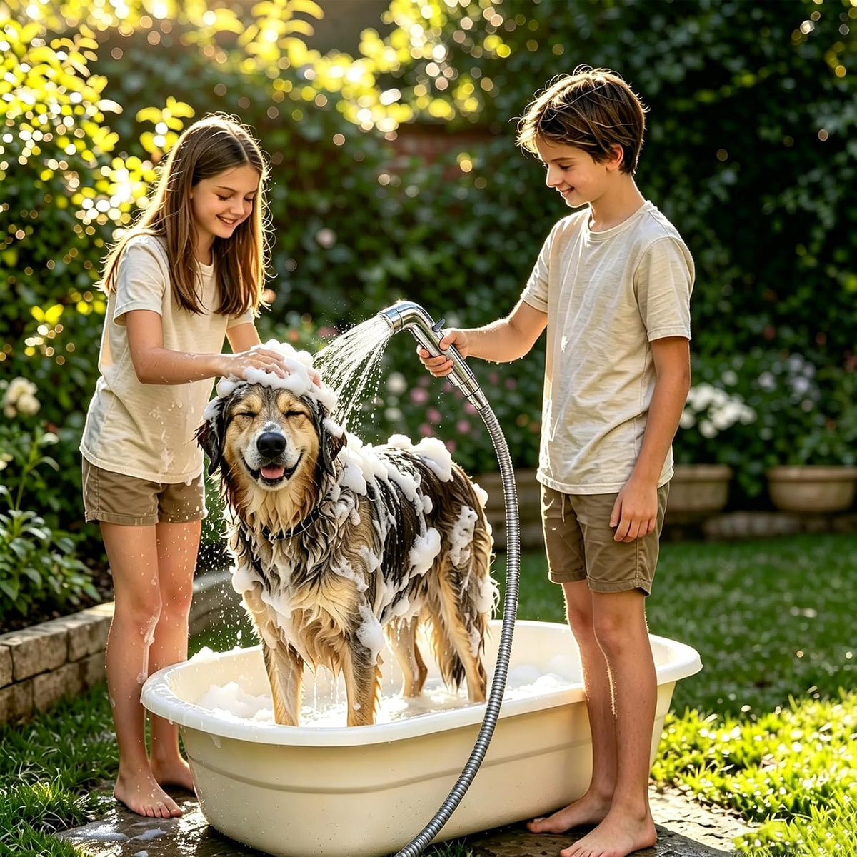 Dog Shower Attachment Metal - Silver / 3/4" Outdoor Faucet Adapter - image 2