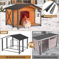 Extra Large Dog House Outdoor & Indoor, Insulated Liner Dog Kennel Weatherproof for Winter, 6 Sides All-Round Foam with Strong Metal Chew Proof Frame, for Small Medium Large Dogs