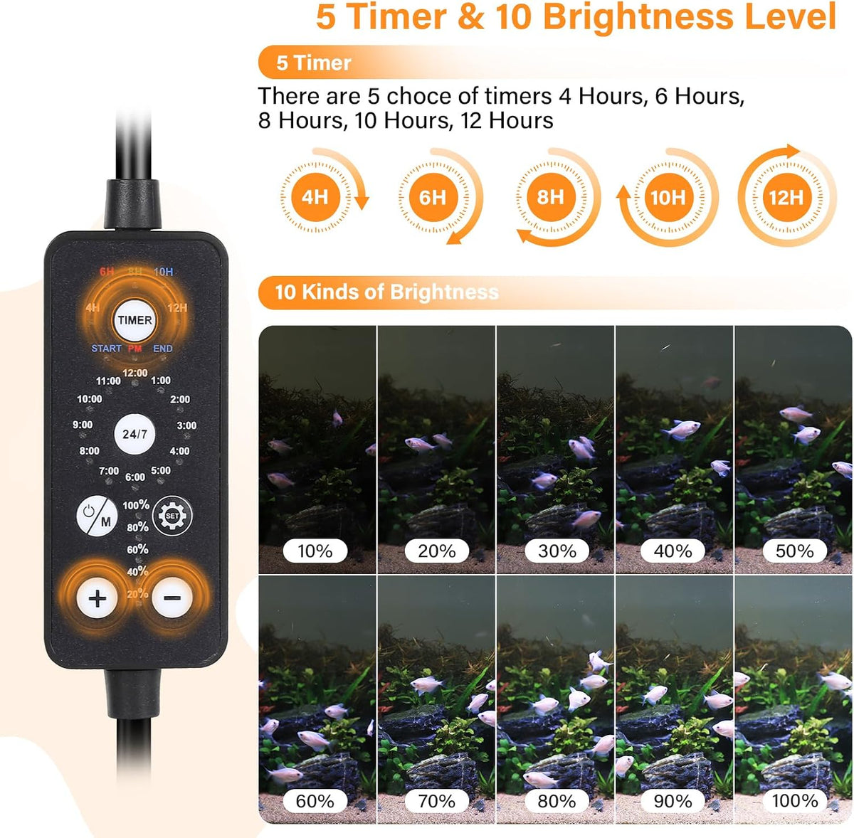hygger Submersible LED Aquarium Light - 8in 8W - image 3