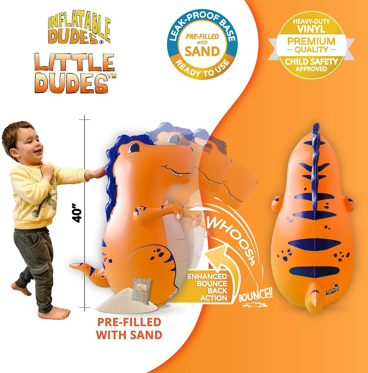 Inflatable Dudes kids punching bag bop bag, 47 inch, with sand-filled base in a ninja design - view 21