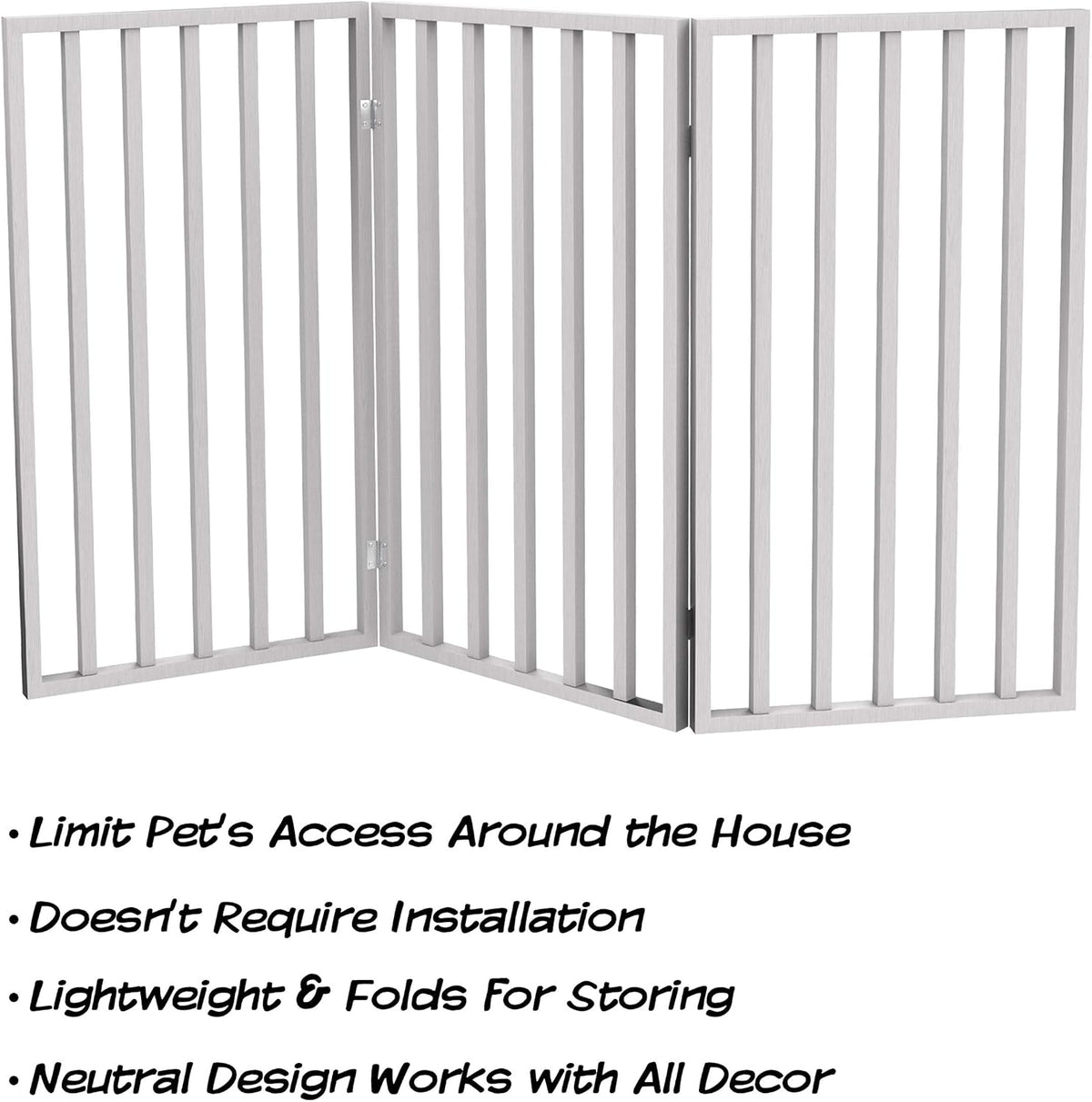 Pet Gate, 3-Panel Indoor Foldable Dog Fence for Stairs, Hallways - White / 3 Panel - image 3