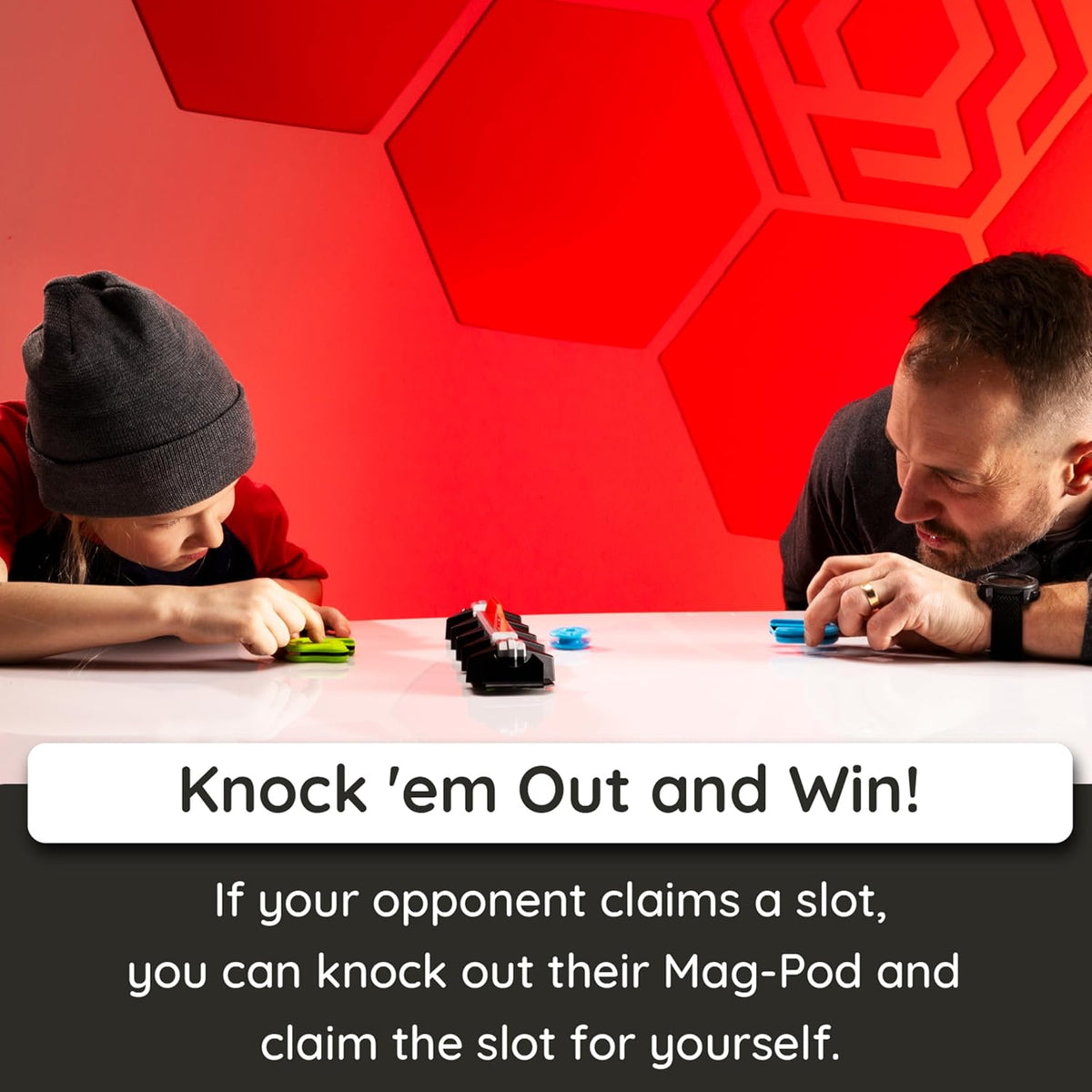 Fat Brain Toys Magshuto Knockout Rail magnetic game with green and blue launchers - view 4
